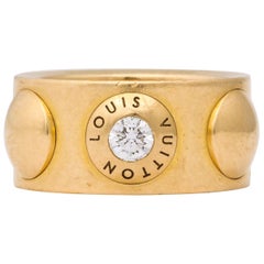 Louis Vuitton 1980s Wide Pellet and Gold with .20 Pt Diamond Band