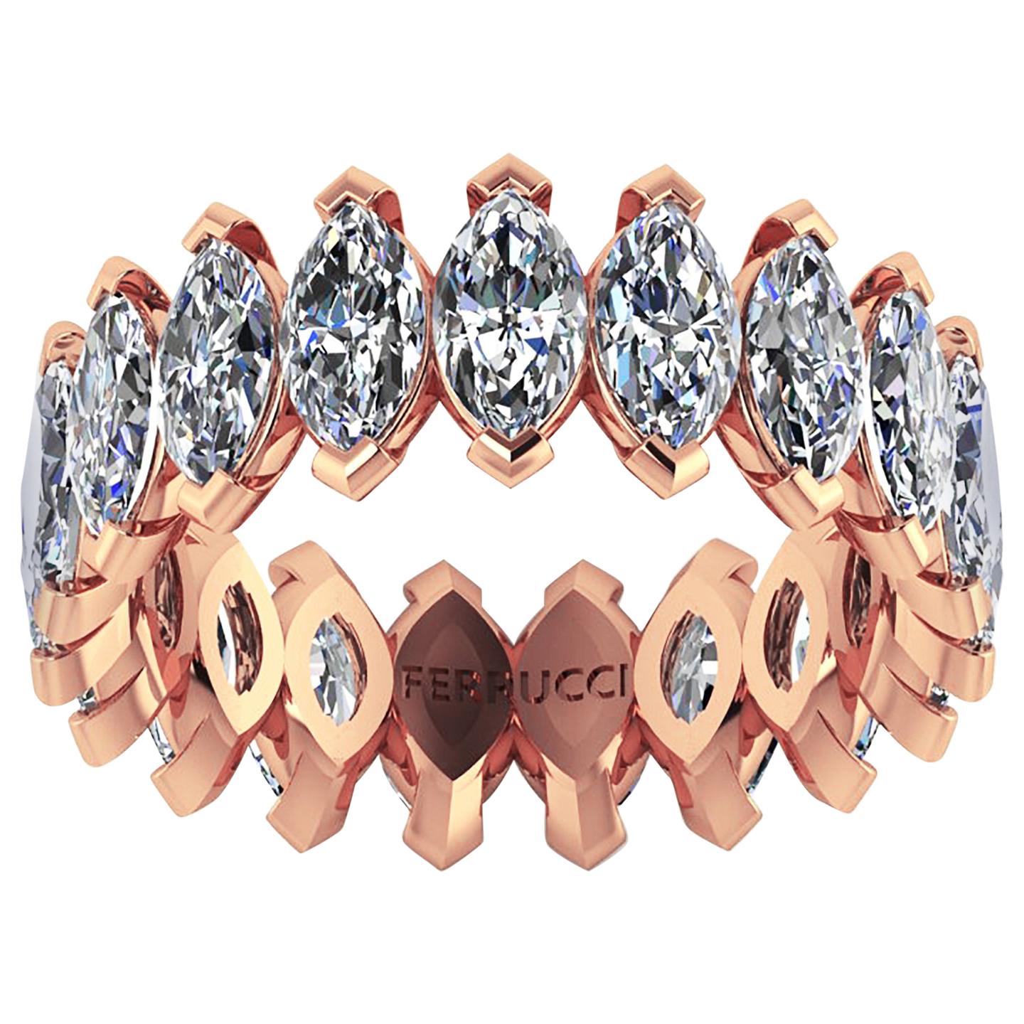 4.70 Carat White Marquise Diamonds Eternity Band 18 Karat Rose Gold For Sale