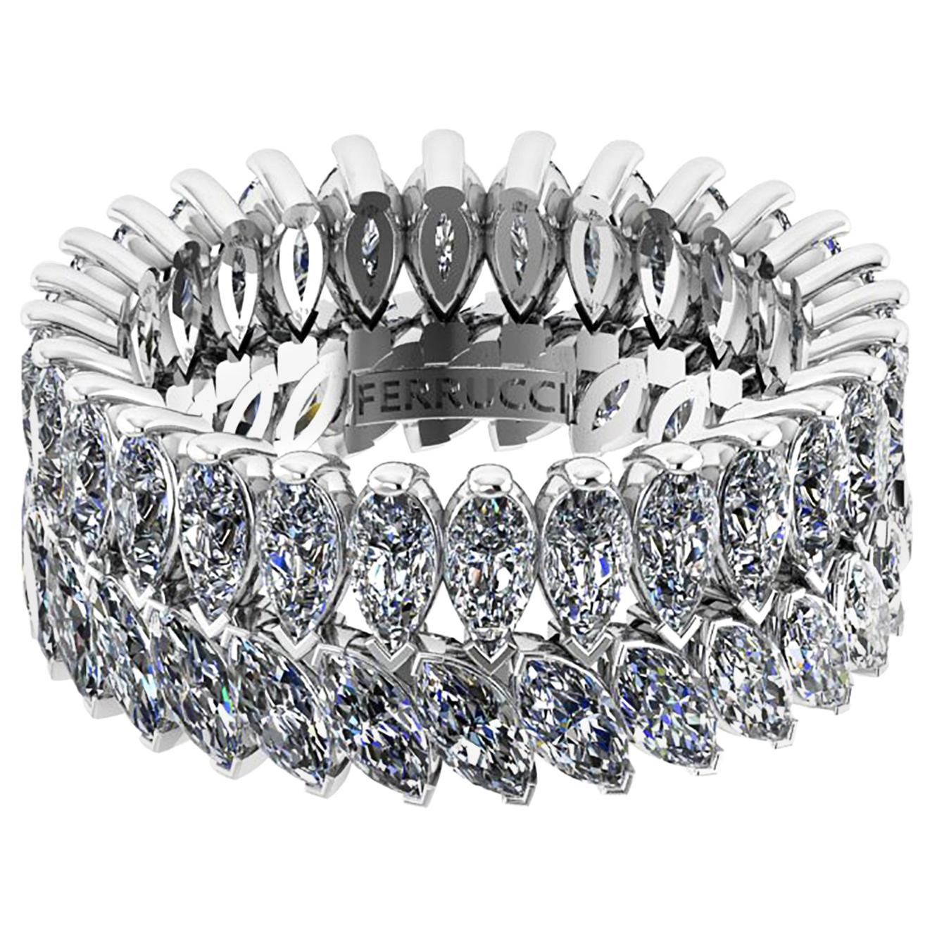 3.55 Carat White Marquise and Pear Shape Diamonds Eternity Band Platinum 950 For Sale