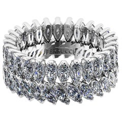 3.55 Carat White Marquise and Pear Shape Diamonds Eternity Band Platinum 950