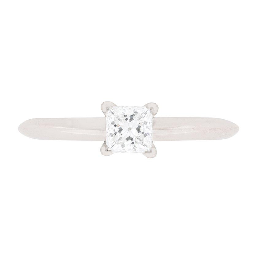 Tiffany & Co. 0.33 Carat Princess Cut Diamond Solitaire Engagement Ring For Sale