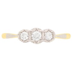 0.25 Carat Three-Stone Old Cut Diamond Engagement Ring, circa 1920s
