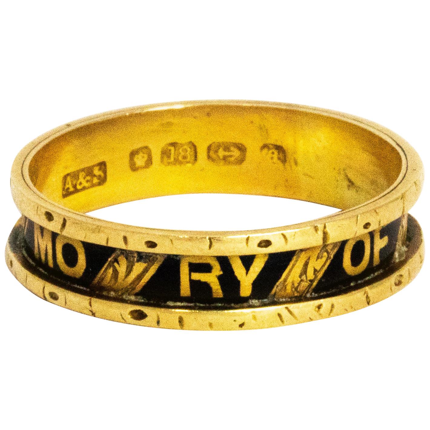 Mid-19th Century 18 Carat Gold and Enamel in Memory Band For Sale