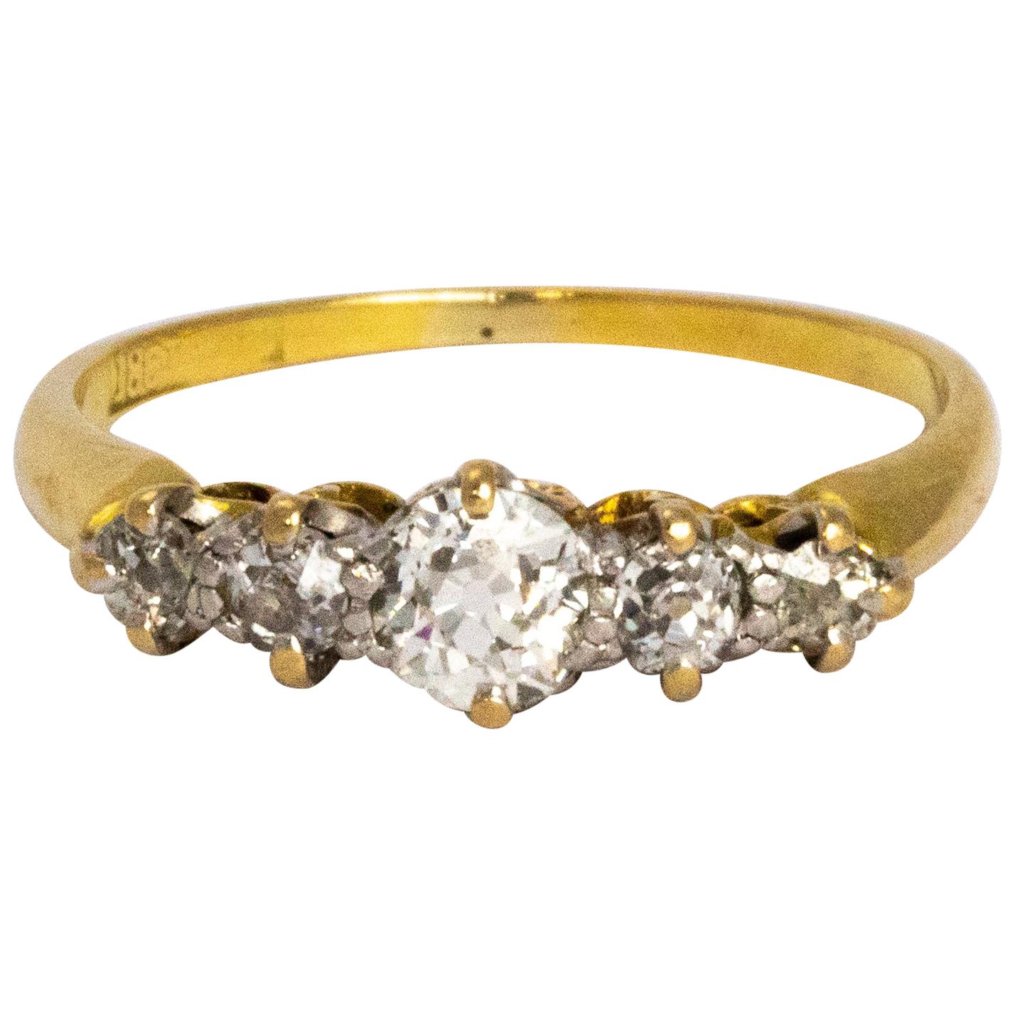 Edwardian Diamond Five-Stone 18 Carat Gold Ring