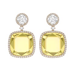 Kiki McDonough 18 Carat Yellow Gold Cushion Cut Beryl Earrings