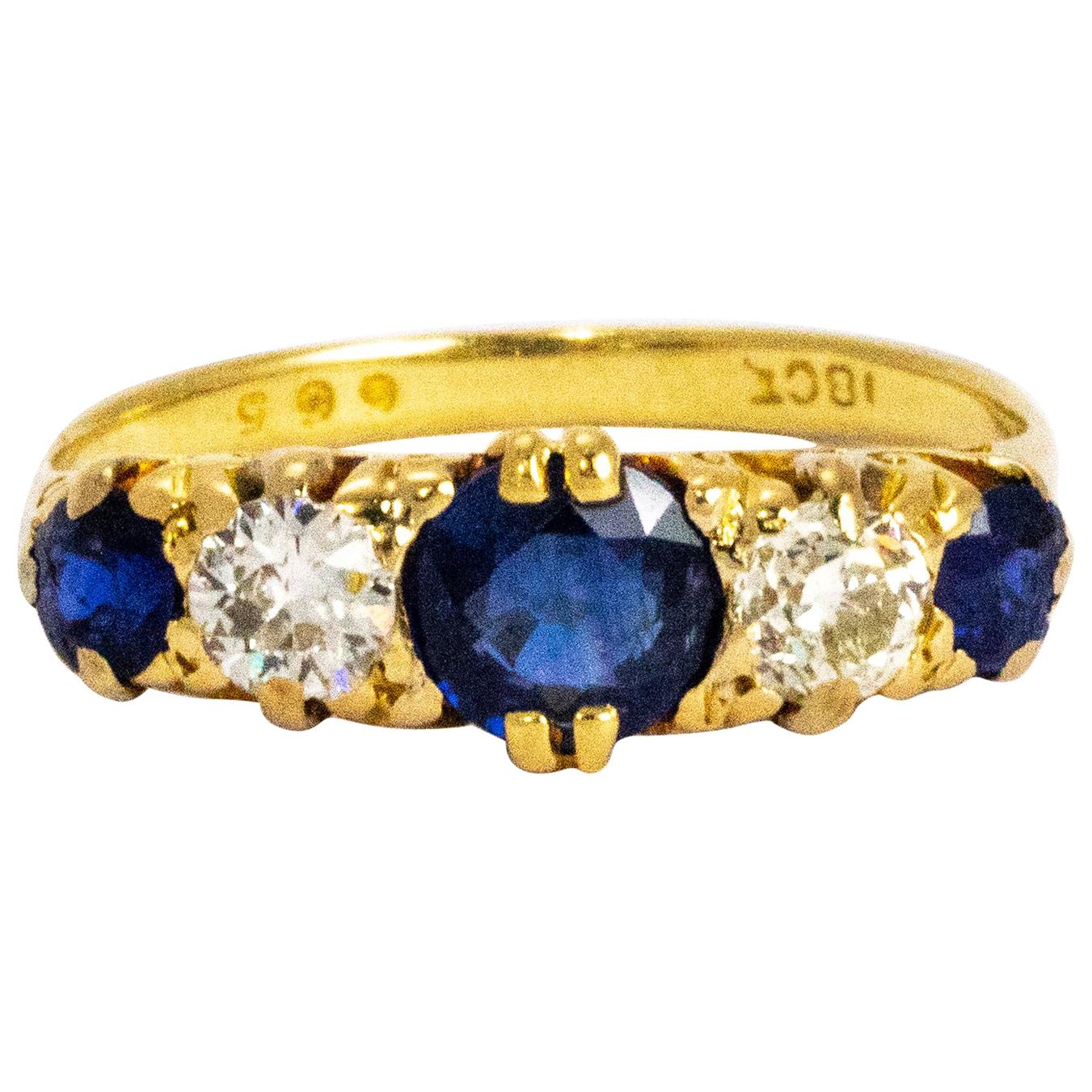 Victorian Sapphire and Diamond 18 Carat Gold Ring