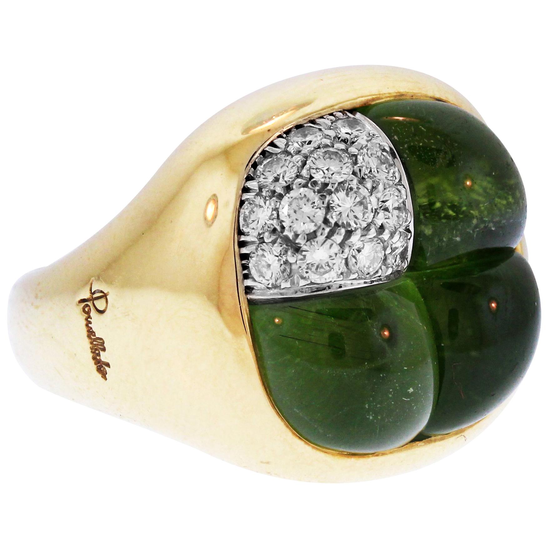 Peridot Diamond and Gold Cocktail Ring Pomellato