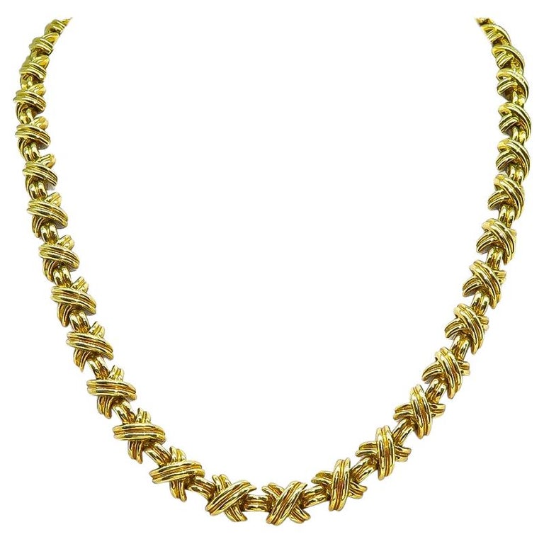 Tiffany and Co. Signature X Gold Necklace For Sale at 1stDibs tiffany