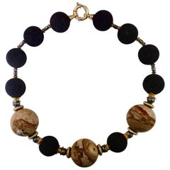 Michael Kneebone Jasper Lava Rock Hematite Bead Necklace