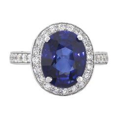 5.65 Carat Oval Cut Sapphire with Diamonds Cocktail Ring