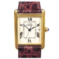 Cartier Must de Cartier Large Classic Tank Vermeil Calendar Quartz Wristwatch