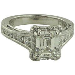 2.02 Carat Emerald Cut Diamond Ring in 18 Karat White Gold Tacori Plat Mounting