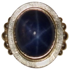Michael Kneebone Blue Star Sapphire 18 Karat Gold Ring