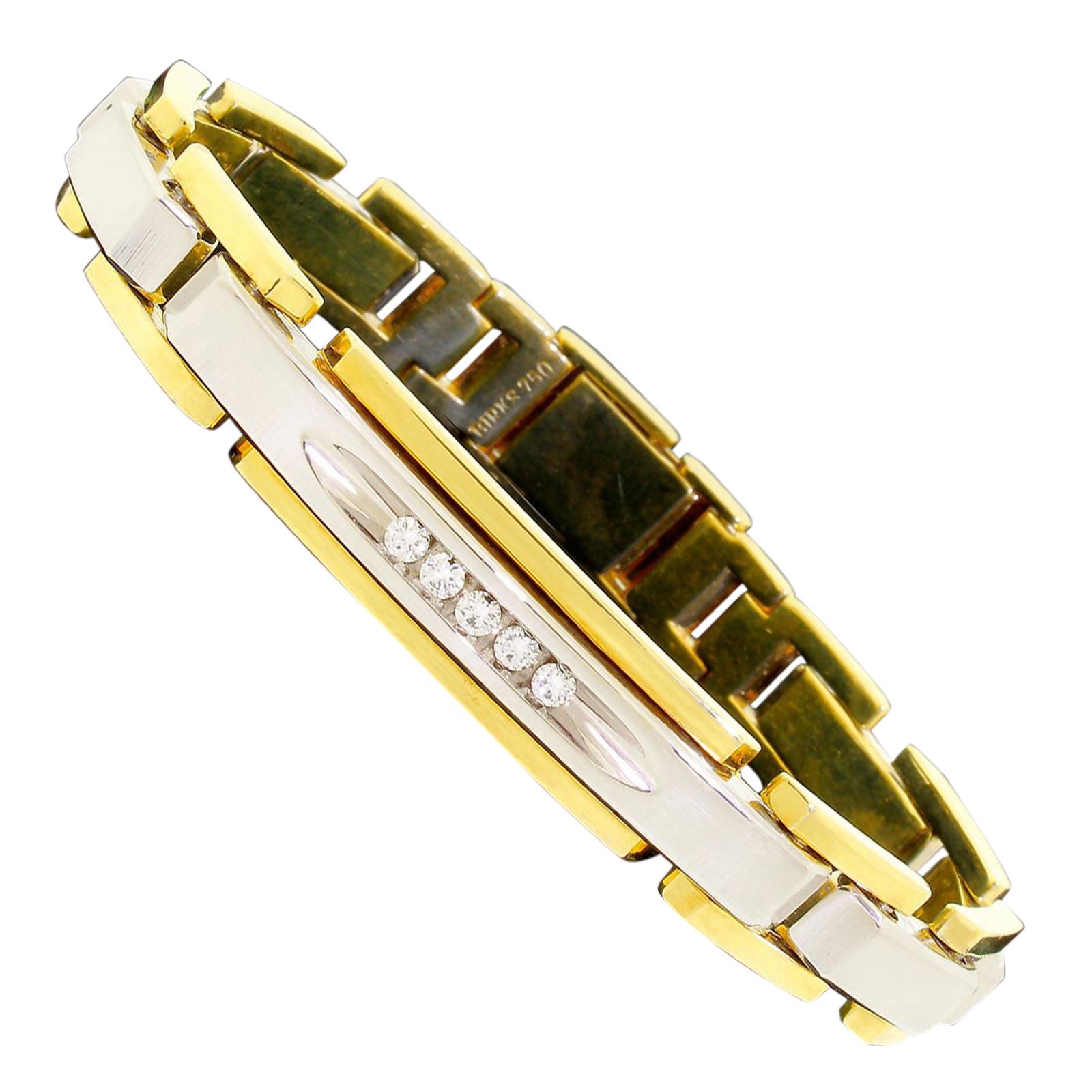 Men’s 18 Karat White Gold Diamond Two-Tone Bracelet 55.8G by Birks 8.25 Wrist