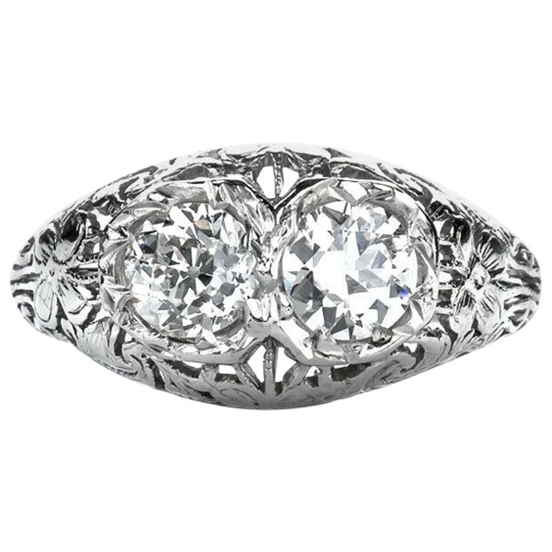Antique Platinum 1.00 Carat Old European Cut Natural Diamond Engagement Ring For Sale