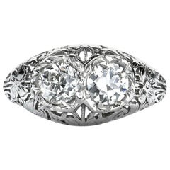 Antique Platinum 1.00 Carat Old European Cut Natural Diamond Engagement Ring