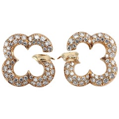 1950s Van Cleef and Arpels Diamond Gold Earrings For Sale at 1stdibs