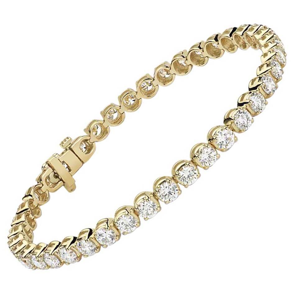 5 Carat Round Brilliant Cut Diamond Tennis Bracelet in 14 Karat White Gold For Sale