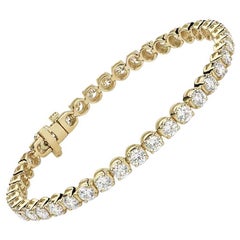 5 Carat Round Brilliant Cut Diamond Tennis Bracelet in 14 Karat White Gold