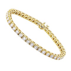 9 Carat Round Brilliant Cut Diamond Tennis Bracelet in 14 Karat White Gold