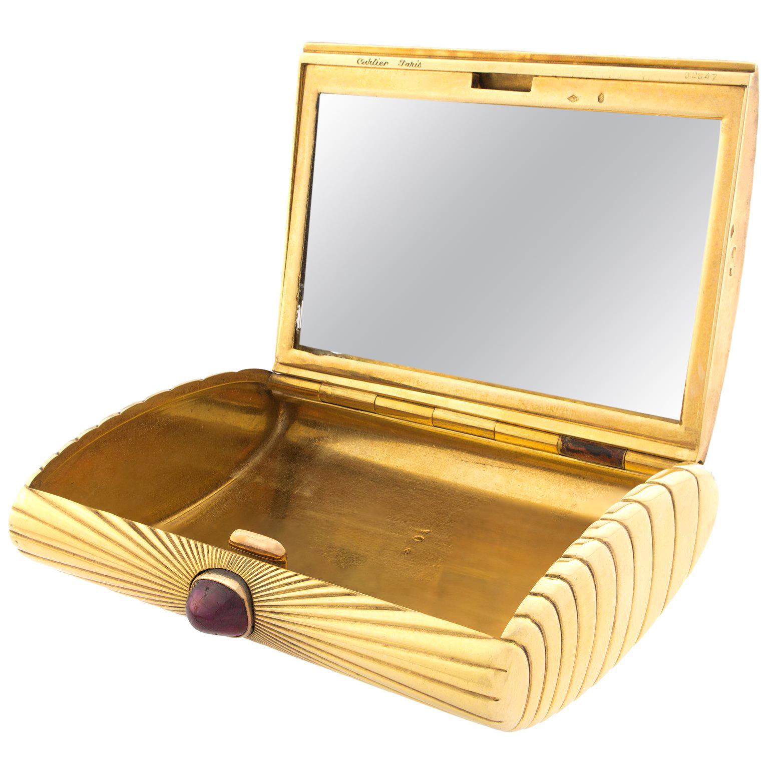 Cartier Paris Ruby 18 Karat Gold Box For Sale