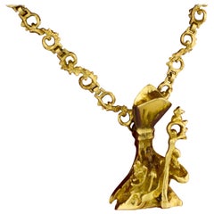 Salvador Dalí 18 Karat Yellow Gold Pendant and Chain Necklace