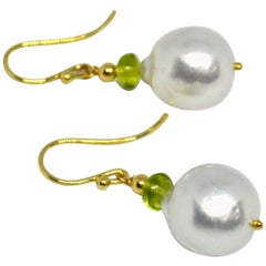 Decadent Jewels Peridot South Sea Pearl Gold Earrings