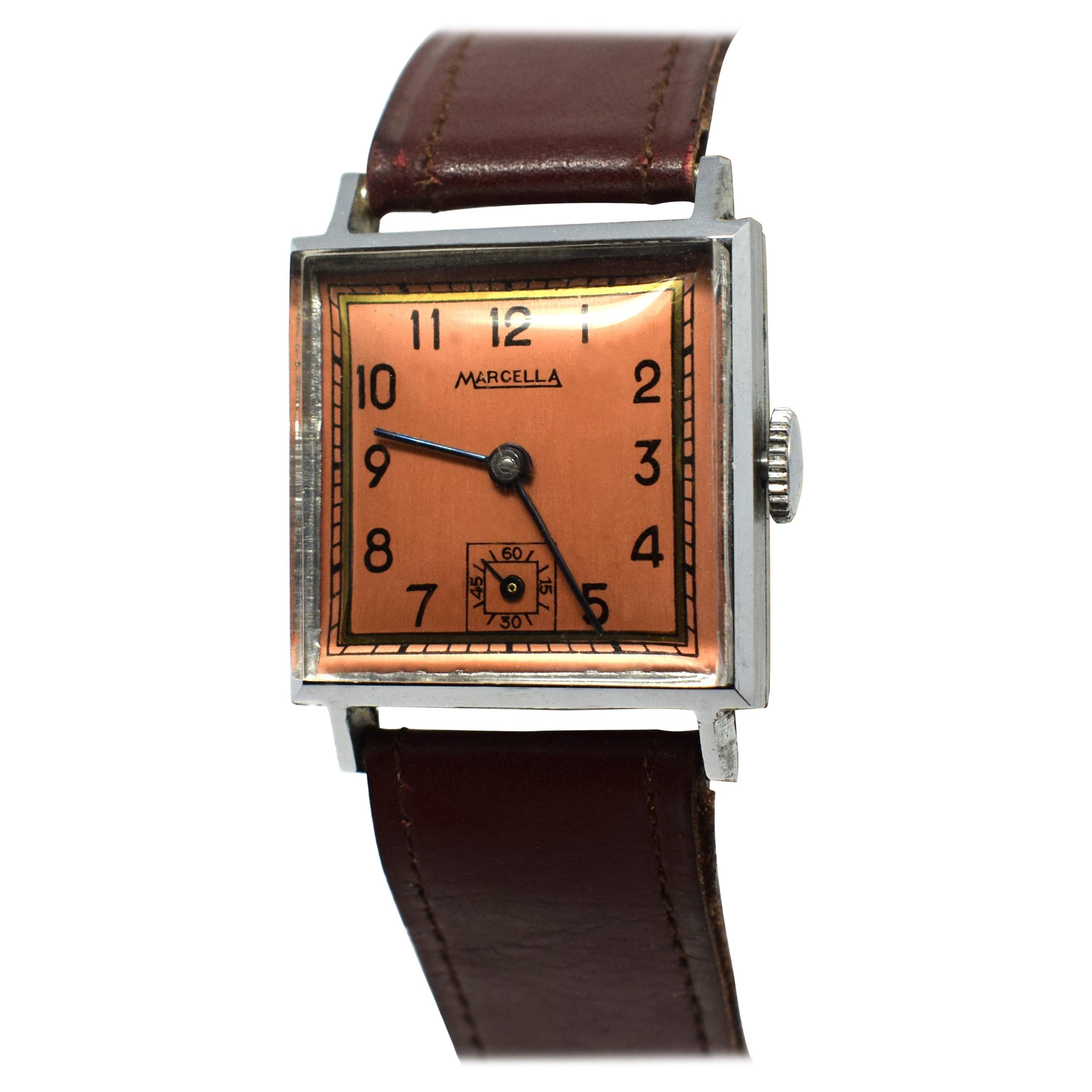 Never Used Art Deco Gents Wristwatch, 1930s, Marcella