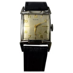 Retro 1940s Art Deco Gents Wrist Watch 19 Jewels, Elgin