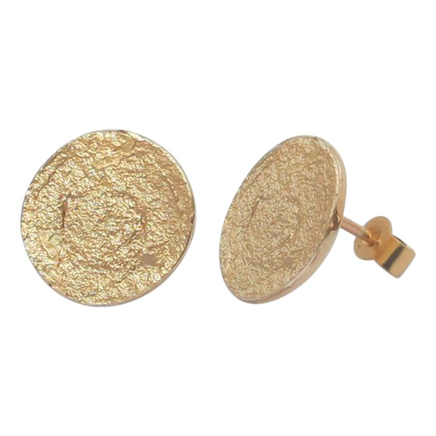 Paper Circle Earrings in 9 Karat Yellow Gold by Allison Bryan For Sale
