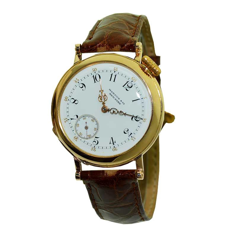 Patek Philippe for Marcus & Co. 18 Karat Solid Rose Gold Wristwatch, ca 1890s