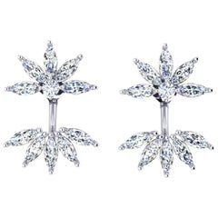 Ferrucci 2.60 Carat Marquise Diamonds in 18k white gold Original Flower Earrings
