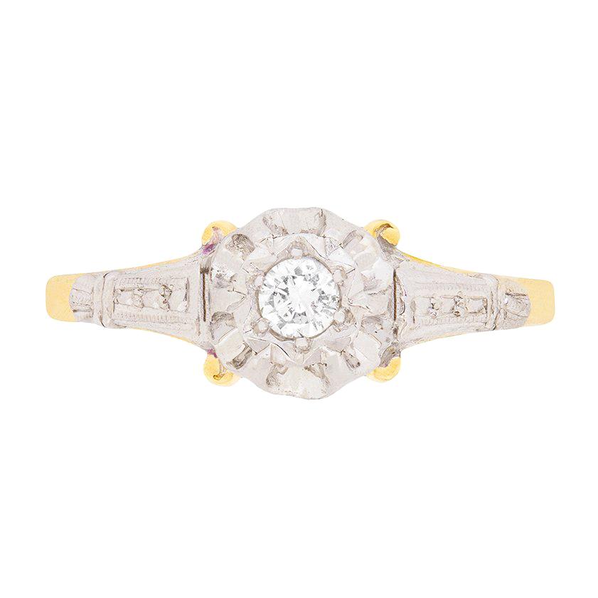Late Deco Diamond Solitaire Engagement Ring, circa 1940s