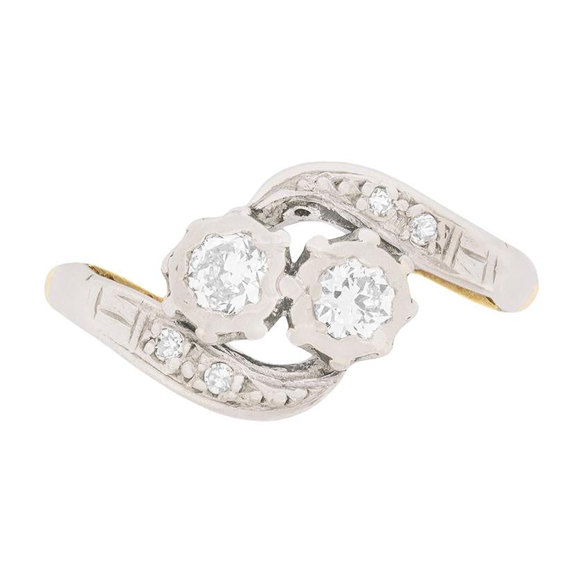 Edwardian Two-Stone Twist Engagement Ring, circa 1910