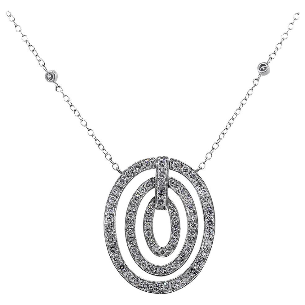 Round Diamond Triple Circle Pendant Necklace