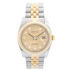 Rolex Datejust Men's 2-Tone Steel and Gold Watch Jubilee Diamond Dial 116233