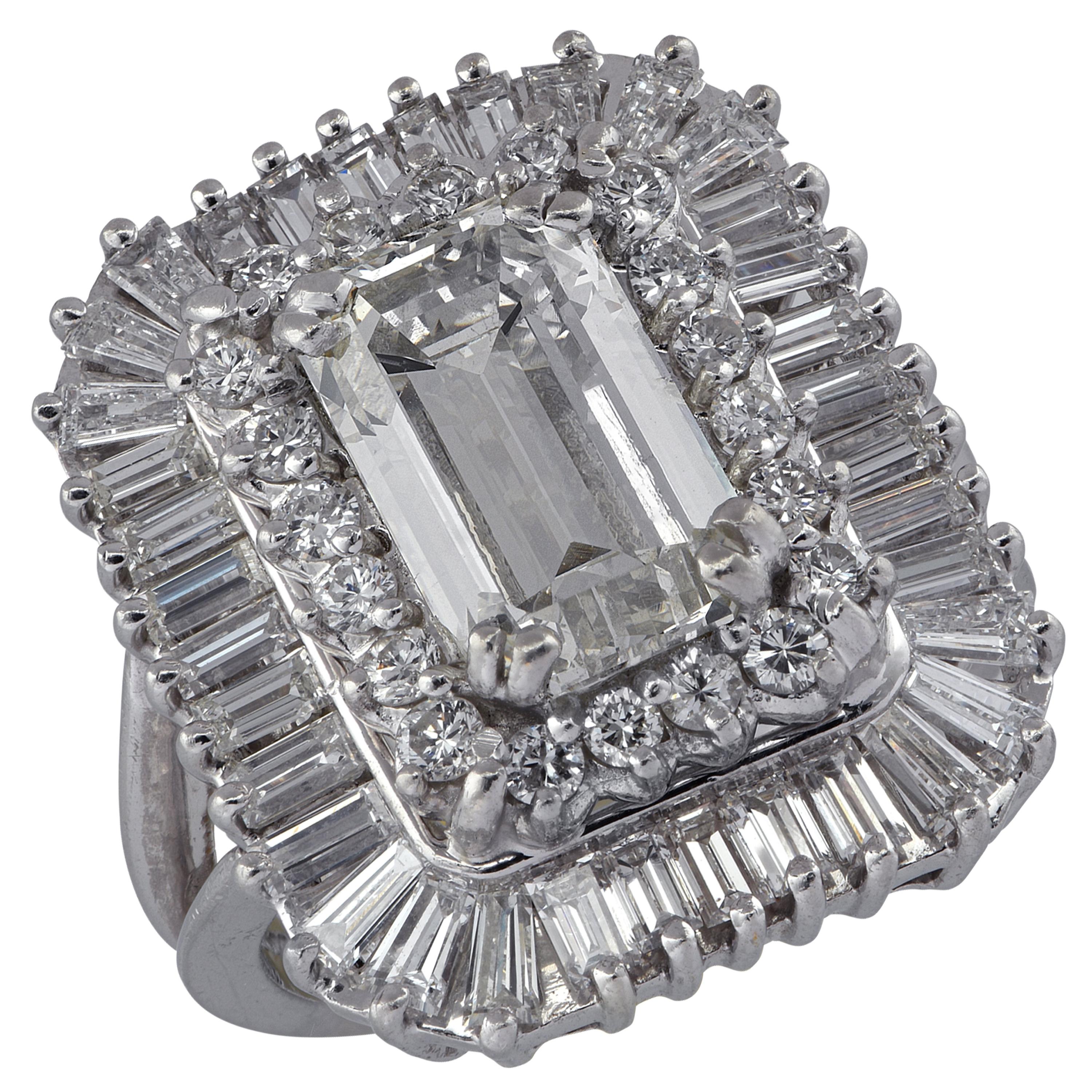 3.50 Carat Emerald Cut Diamond Cocktail Ring