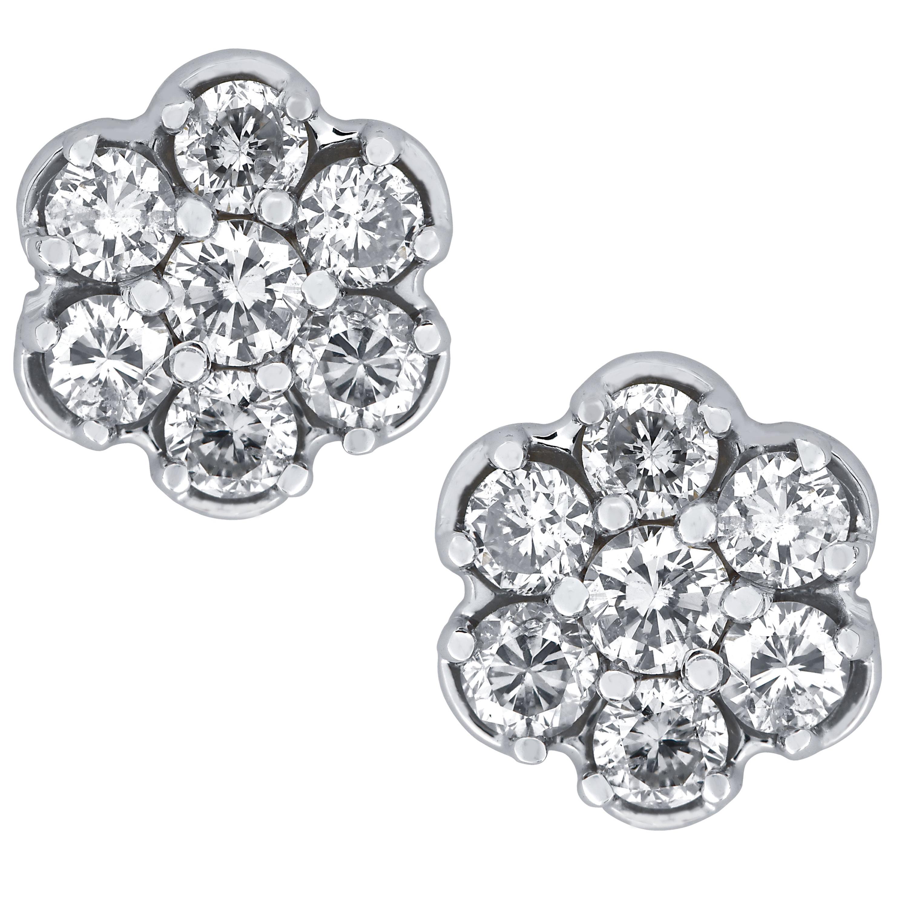 Vivid Diamonds 1 Carat Diamond Cluster Earrings