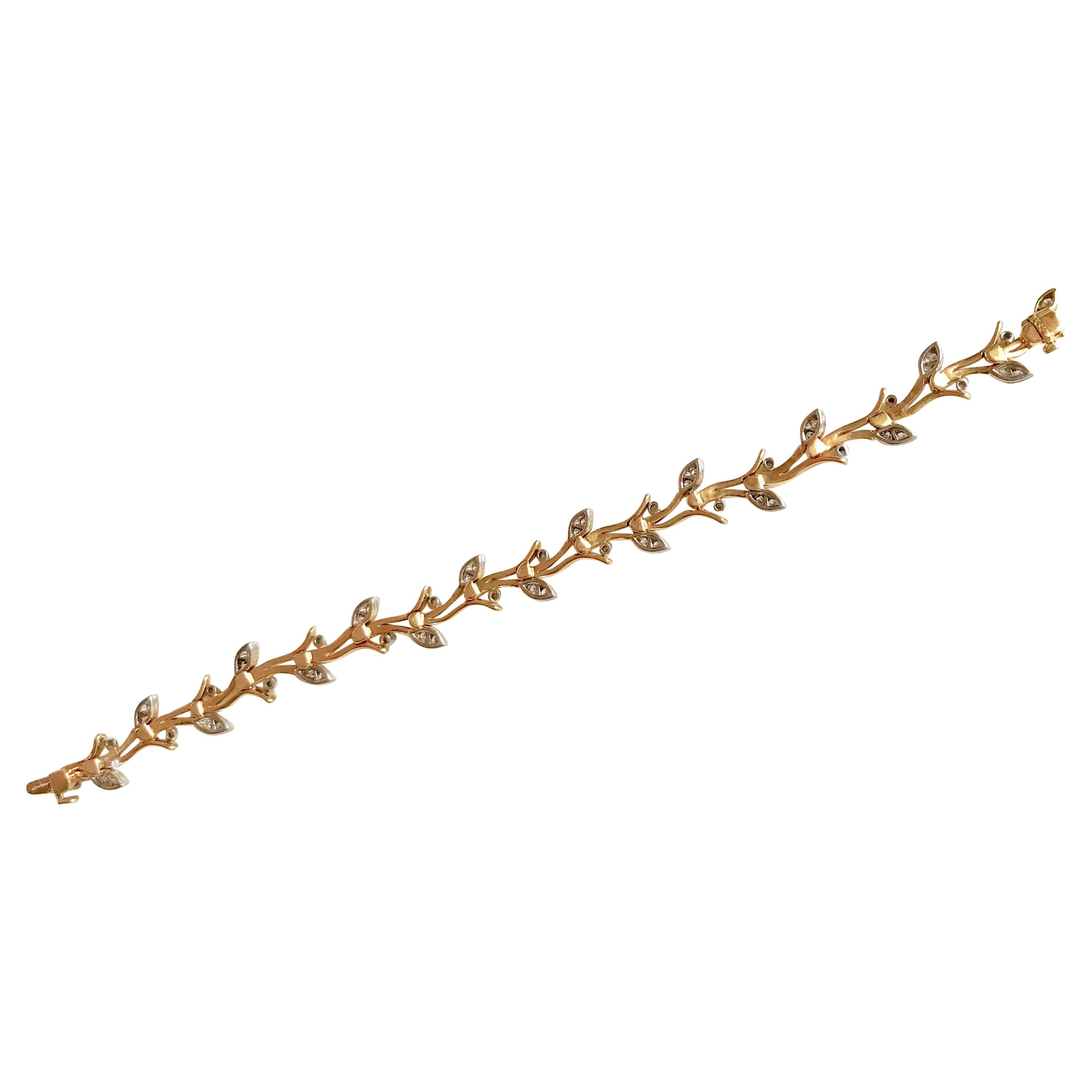 Tiffany & Co. Bracelet in 18 Carat Yellow Gold, Platinum and Diamonds Twig Shape