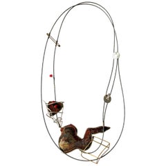 Collar Enid Kaplan Con Esperanzas Y Rosas De Acero Y Plata De Ley