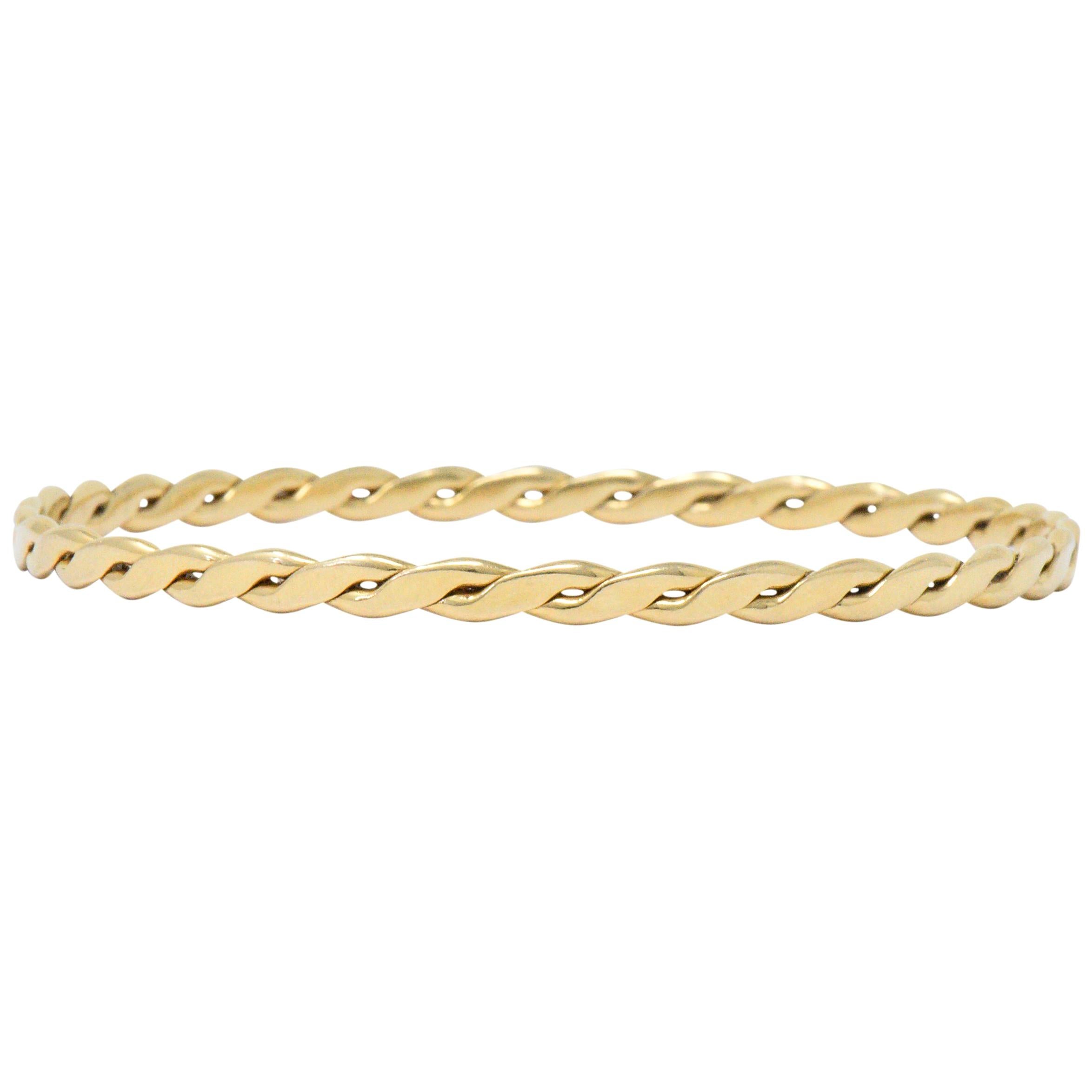Tiffany & Co. Stackable 14 Karat Gold Entwined Bangle Bracelet