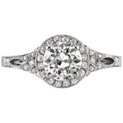 Handcrafted Sasha Old European Cut Diamond Ring in Platinum by Single Stone