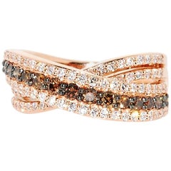 Custom Made Cognac and Colorless Diamond Fashion Band in 14 Karat Rose Gold