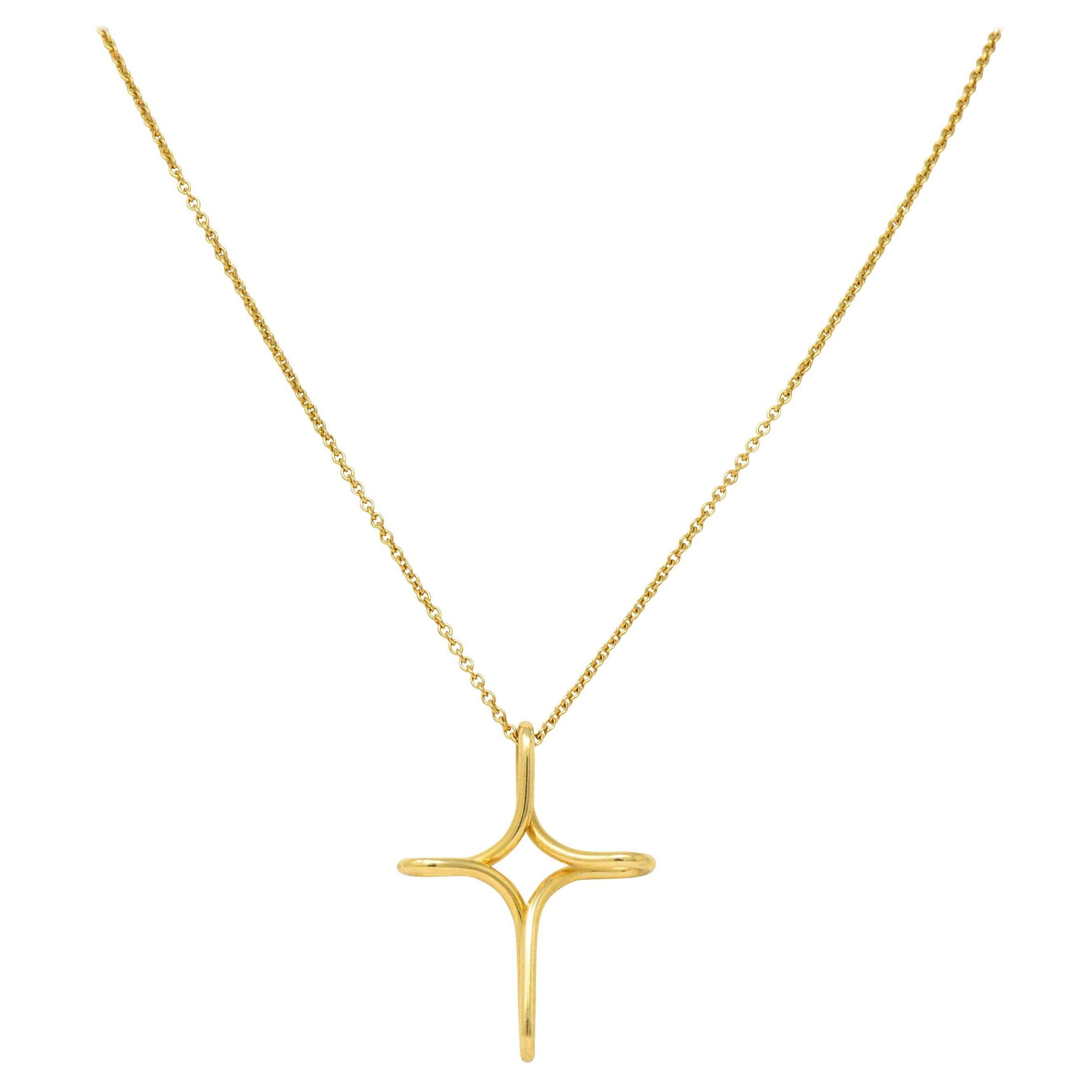 Elsa Peretti Tiffany & Co. 18 Karat Gold Infinity Cross Pendant Necklace