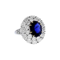 Burma Sapphire and Diamond Platinum Ring GIA Certified