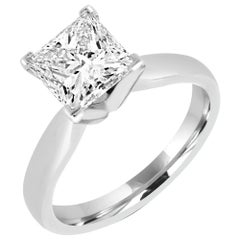 D Flawless GIA Classic Princess Cut Diamond Engagement Platinum 950