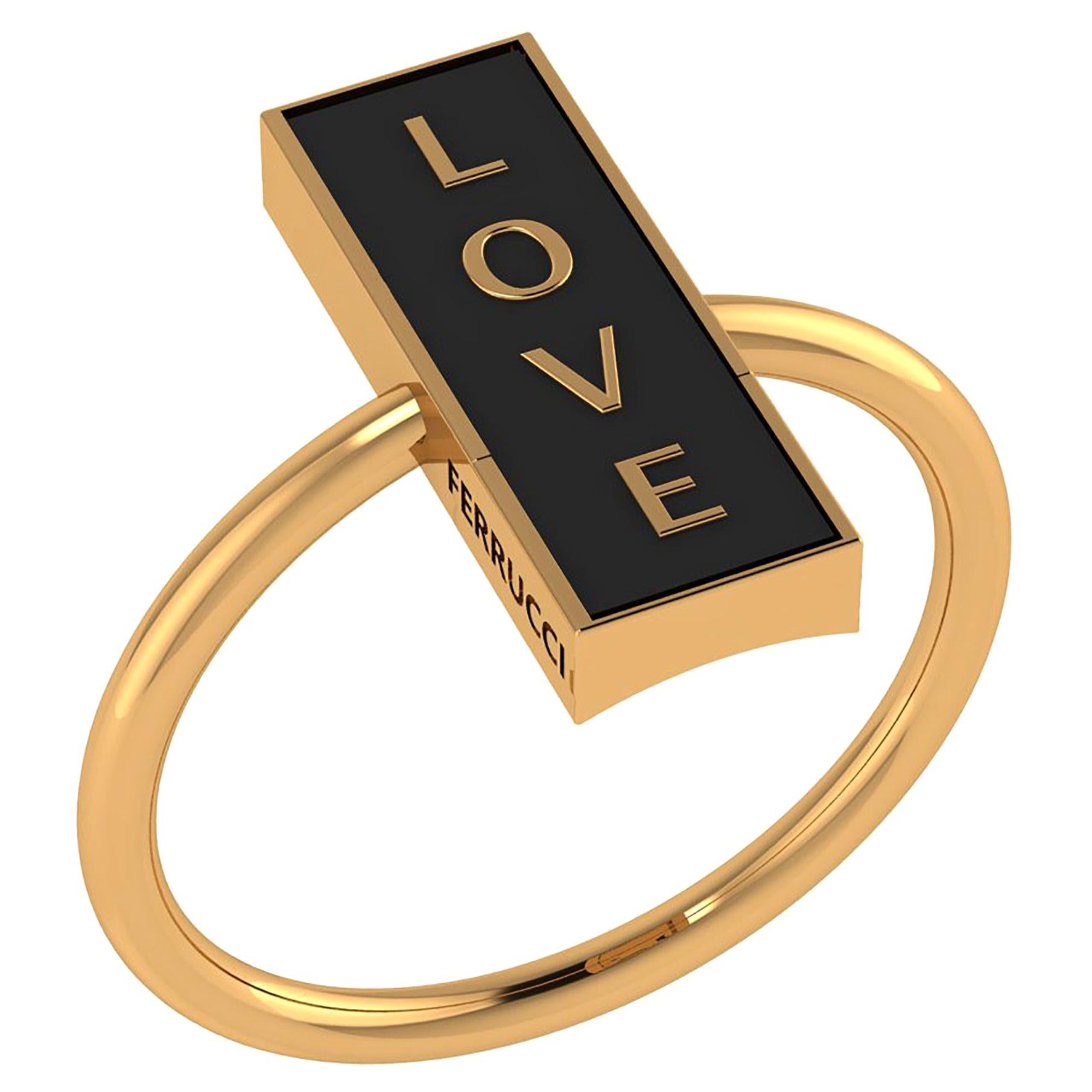 18 Karat Gold Forever Love in Black Ring Ferrucci For Sale