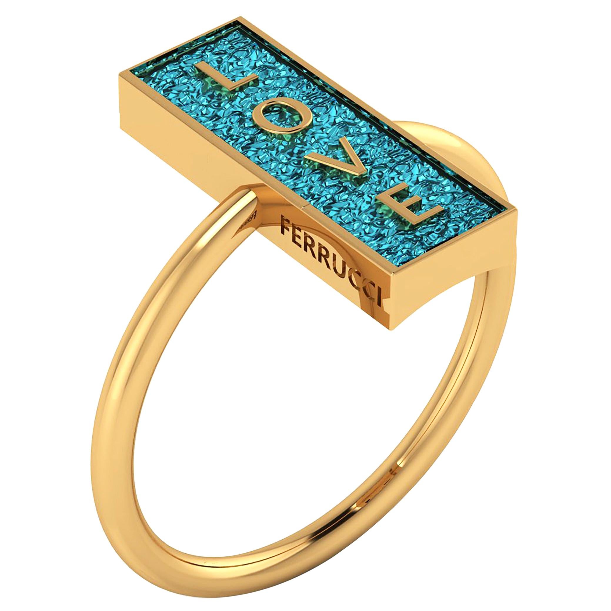 18 Karat Gold Love Mediterranean Ring Ferrucci For Sale