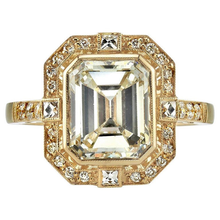 3.14 Carat GIA Certified Emerald Cut Diamond Platinum Engagement Ring ...