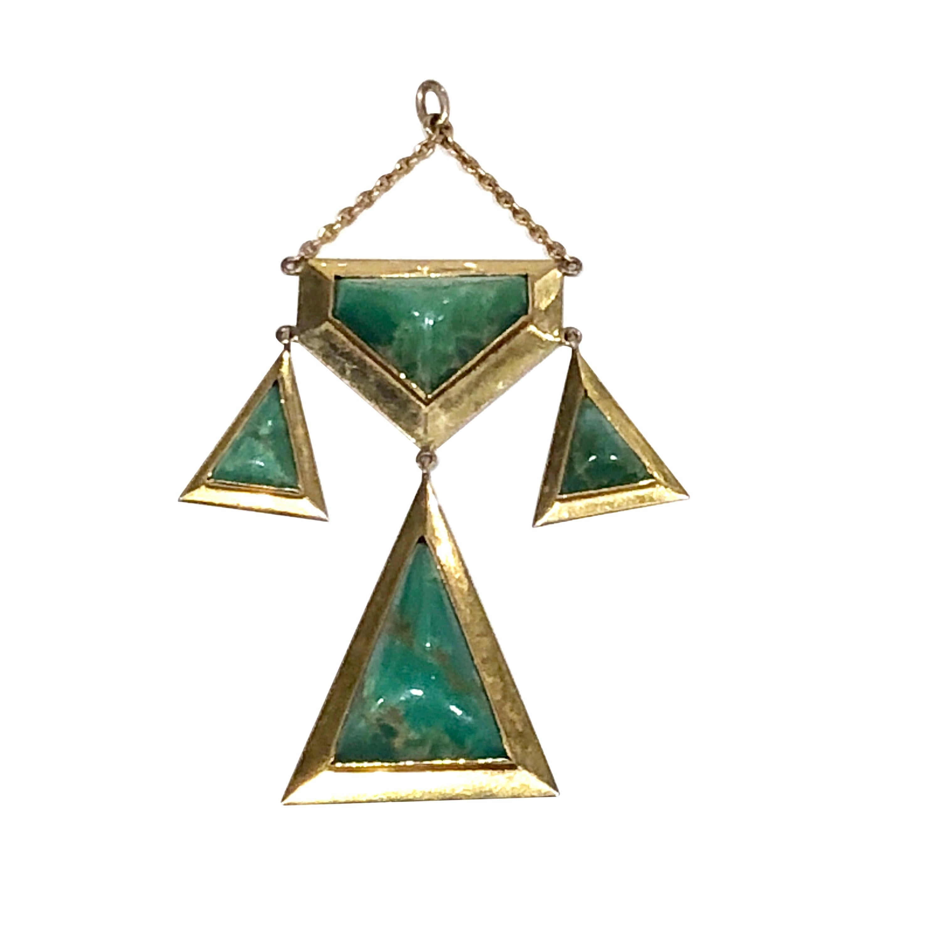 Jugendstil-Anhänger aus 18 Karat Jade, ca. 1940er Jahre im Angebot